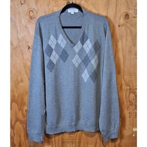Calvin Klein Sweater Women's 2XL 100% Pima Cotton Argyle Diamond Lightweight